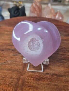 Pink Jelly agate heart With Druzy 2.88 (Self Love ) C